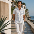 LUCAS | Camisa abotonada de corte informal y estampado geométrico para hombre