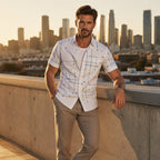 LUCAS | Camisa abotonada de corte informal y estampado geométrico para hombre