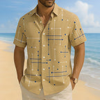 LUCAS | Camisa abotonada de corte informal y estampado geométrico para hombre