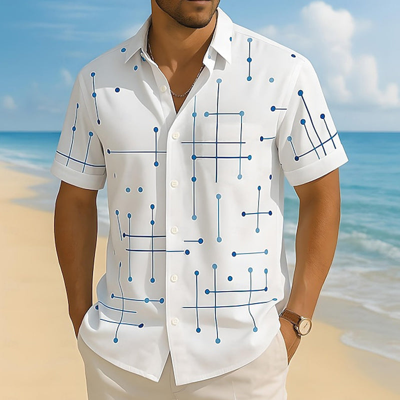 LUCAS | Camisa abotonada de corte informal y estampado geométrico para hombre