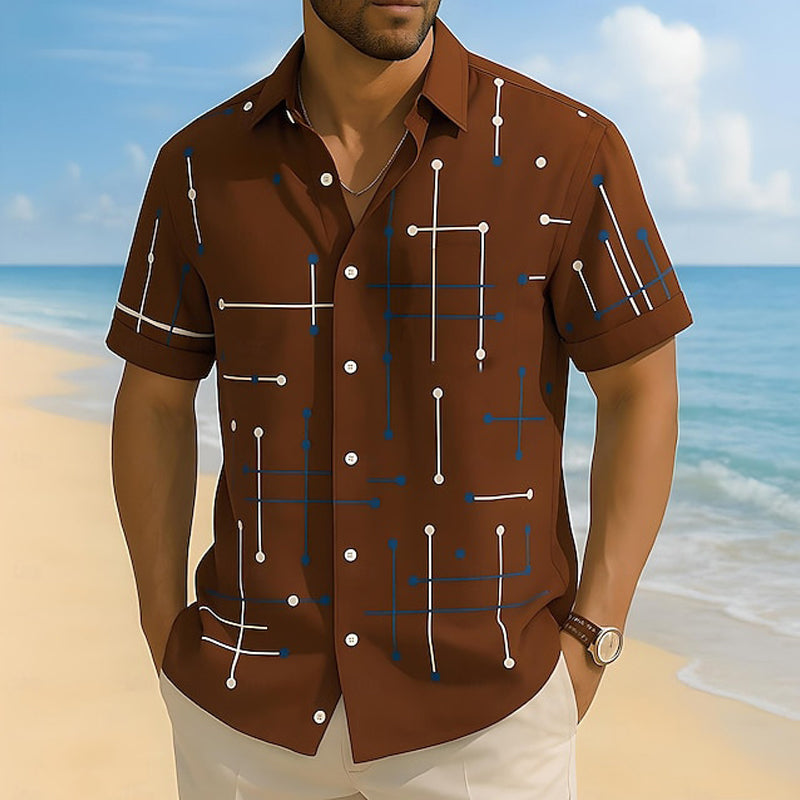 LUCAS | Camisa abotonada de corte informal y estampado geométrico para hombre