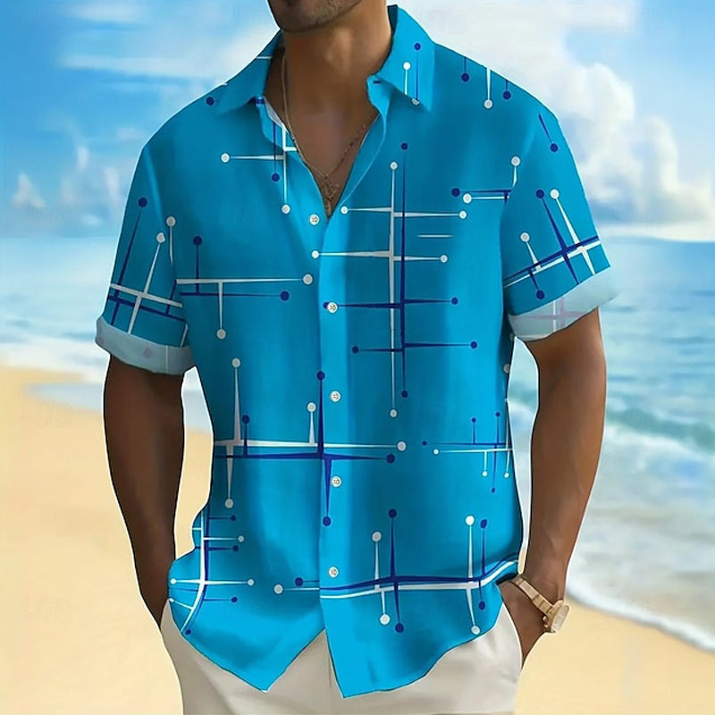 LUCAS | Camisa abotonada de corte informal y estampado geométrico para hombre