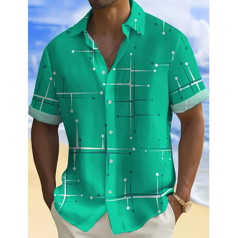 LUCAS | Camisa abotonada de corte informal y estampado geométrico para hombre