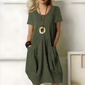 VIRGINIA | Vestido de algodón de corte holgado y cuello redondo