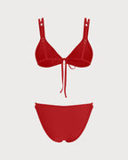 Red O-Ring Triangle Bikini Set