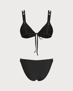 Black O-Ring Triangle Bikini Set