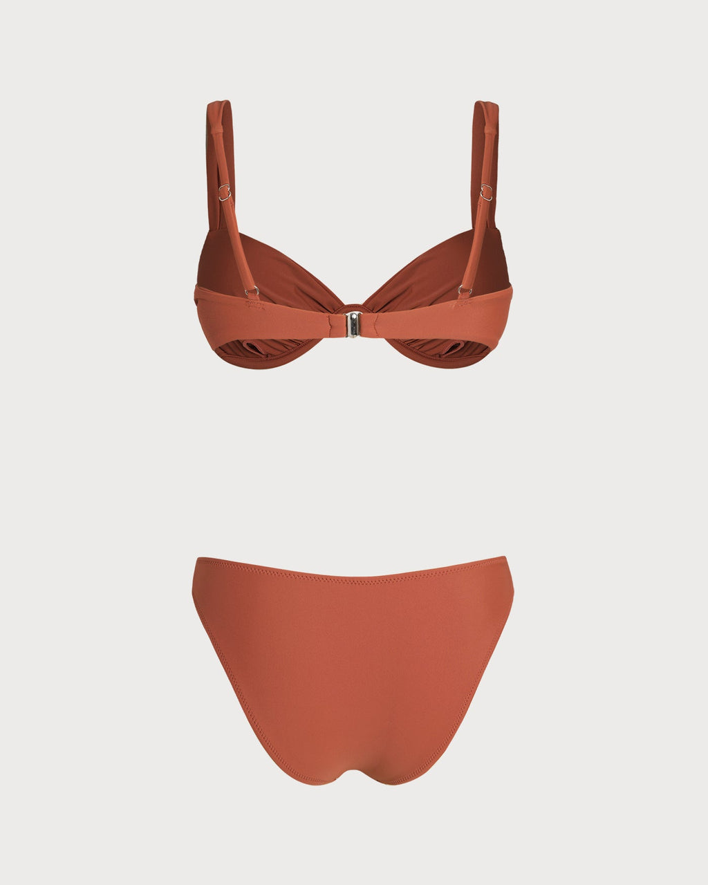 Brick Red Solid Underwire Bikini Set