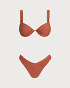 Brick Red Solid Underwire Bikini Set