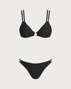 Black O-Ring Triangle Bikini Set