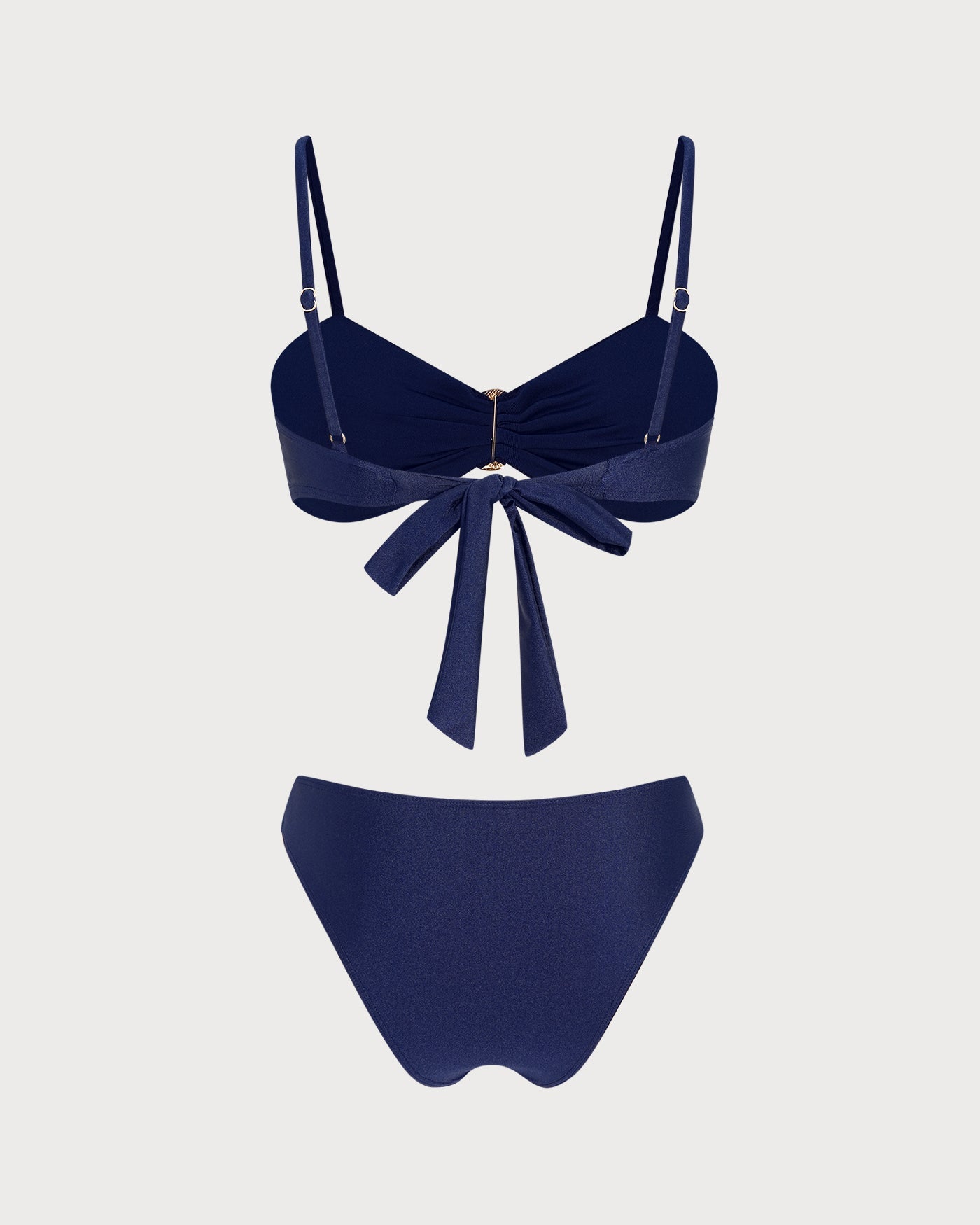 Blue Solid Triangle Bikini Set
