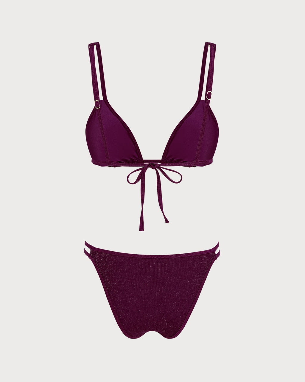 Wine Red Lurex Triangle Bikini Set