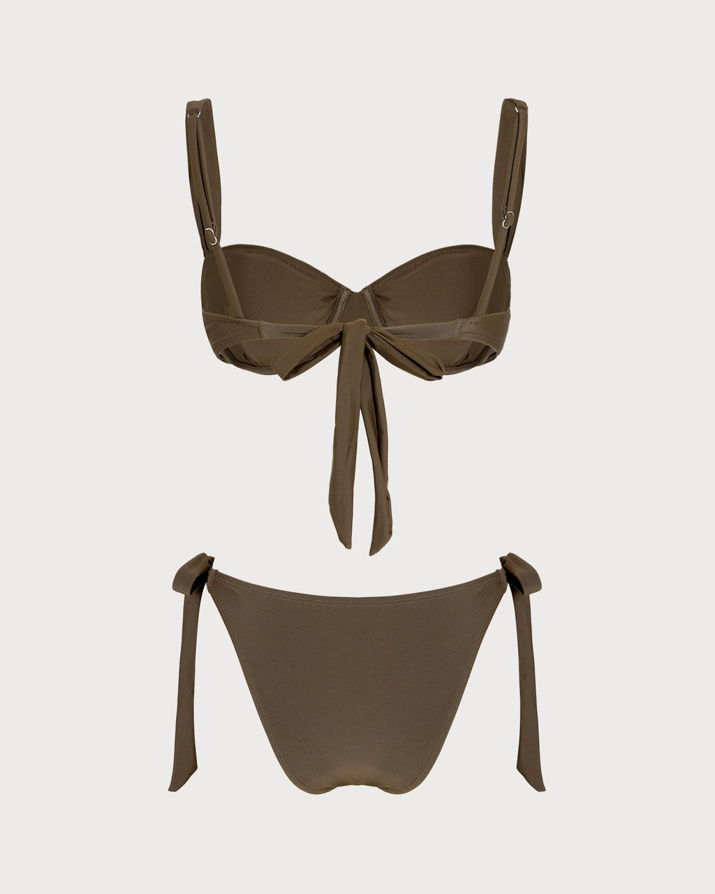 Coffee Drawstring Underwire Bikini Set