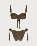 Coffee Drawstring Underwire Bikini Set