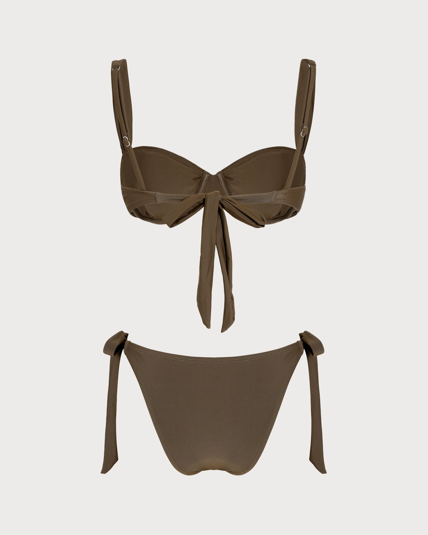 Coffee Drawstring Underwire Bikini Set