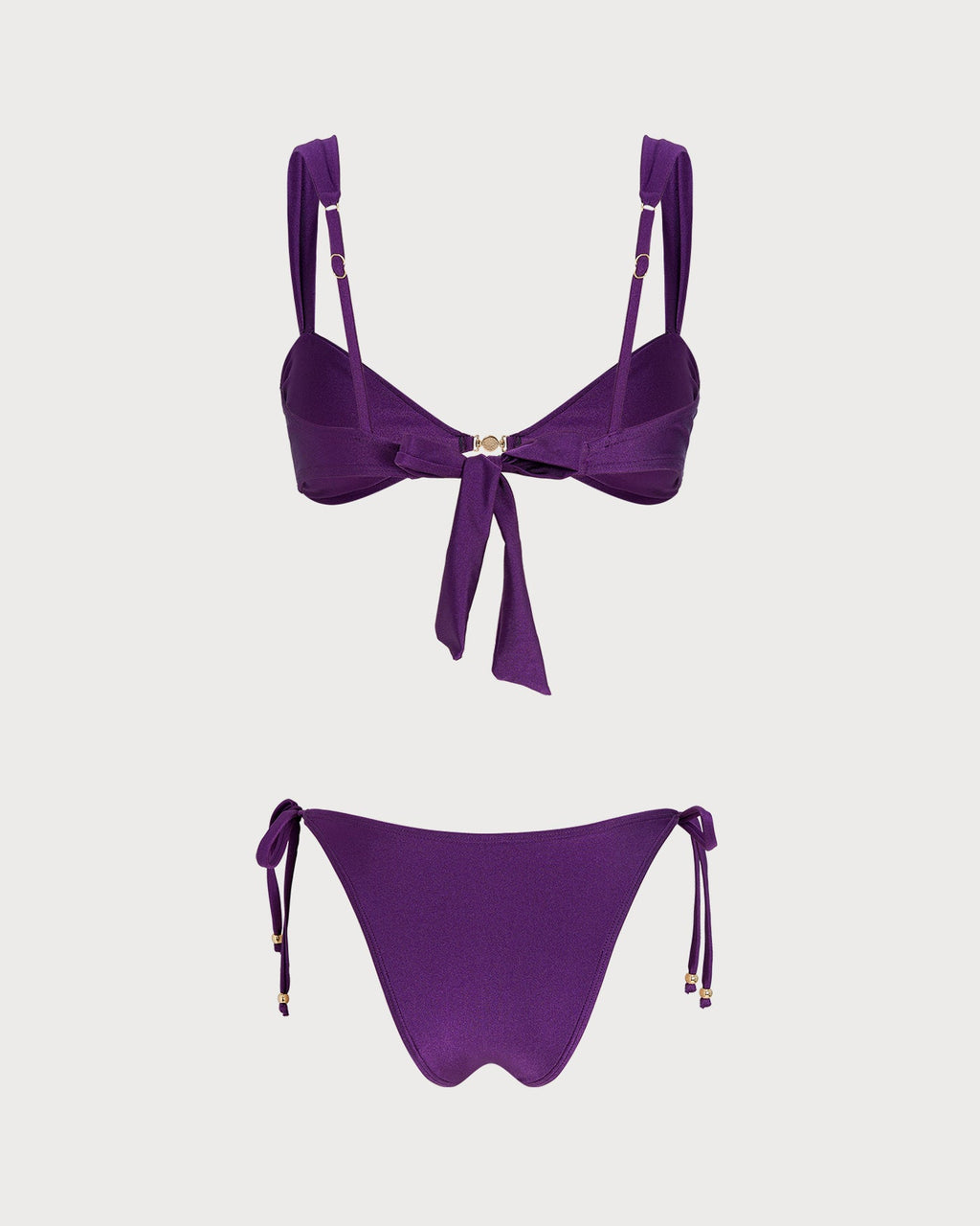 Purple Triangle Drawstring Bikini Set