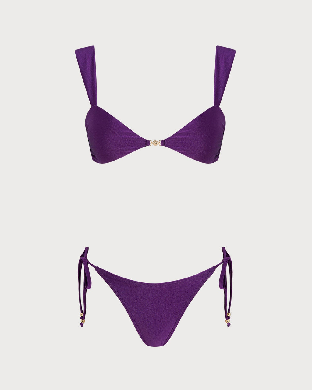 Purple Triangle Drawstring Bikini Set