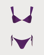 Purple Triangle Drawstring Bikini Set