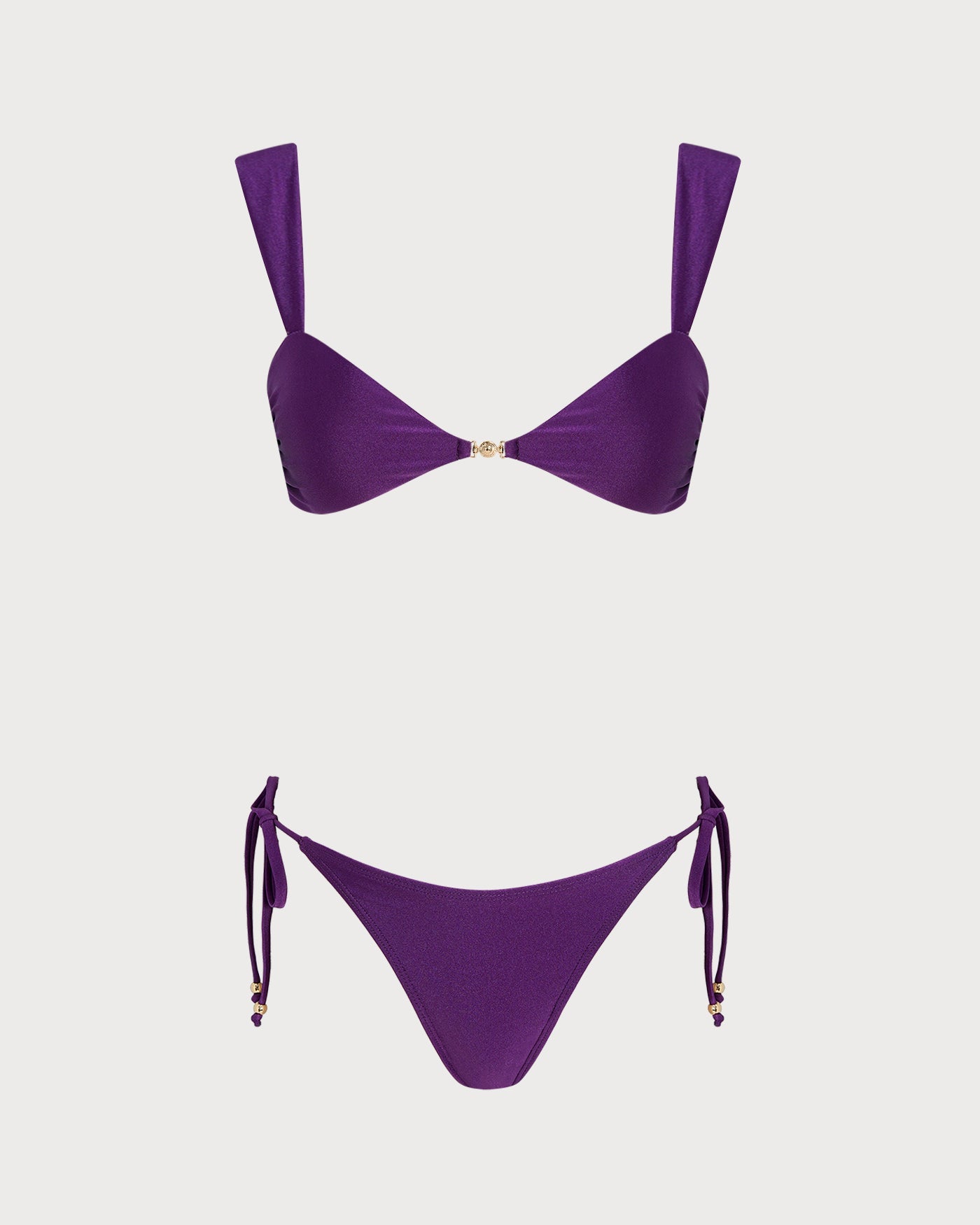 Purple Triangle Drawstring Bikini Set