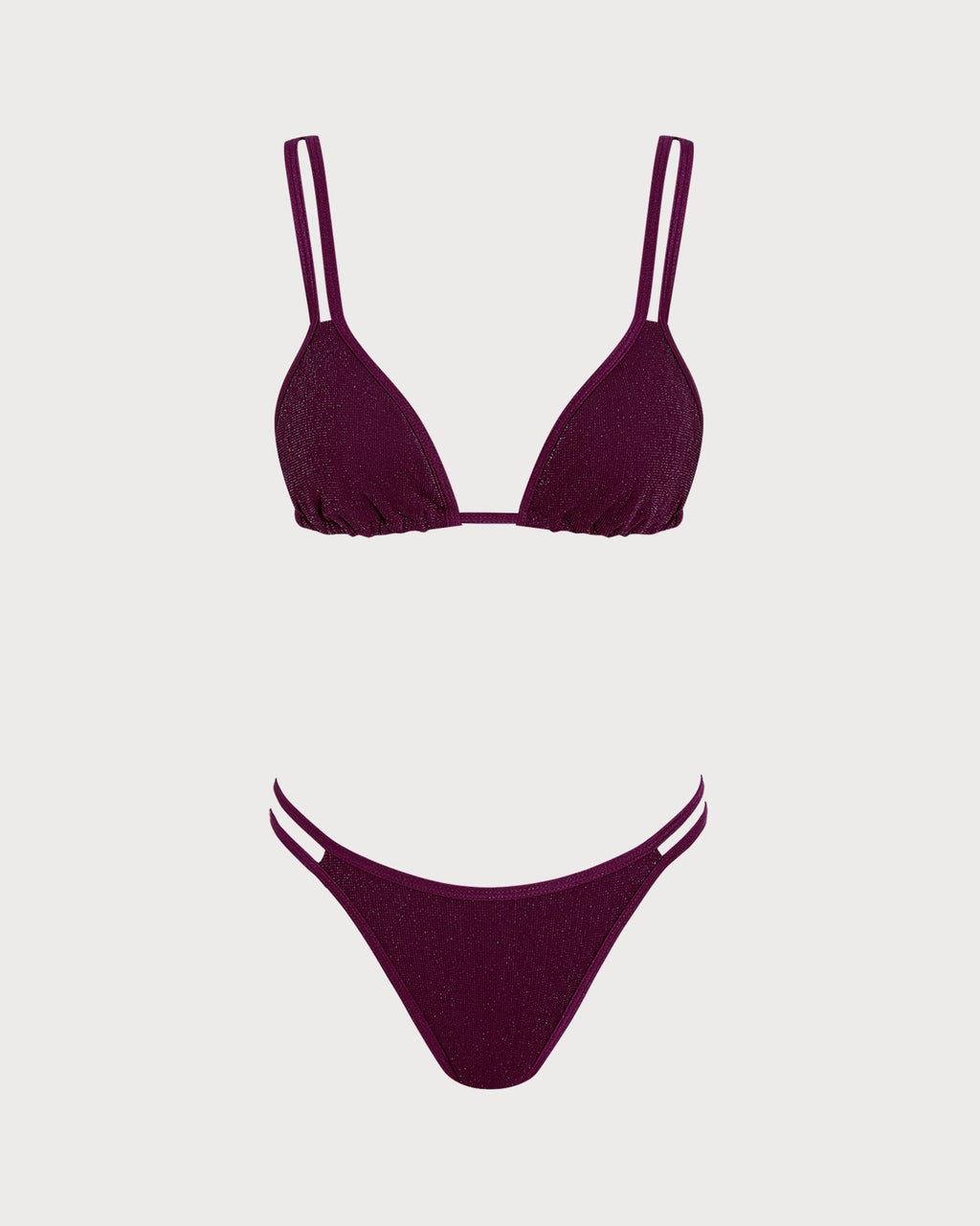 Wine Red Lurex Triangle Bikini Set
