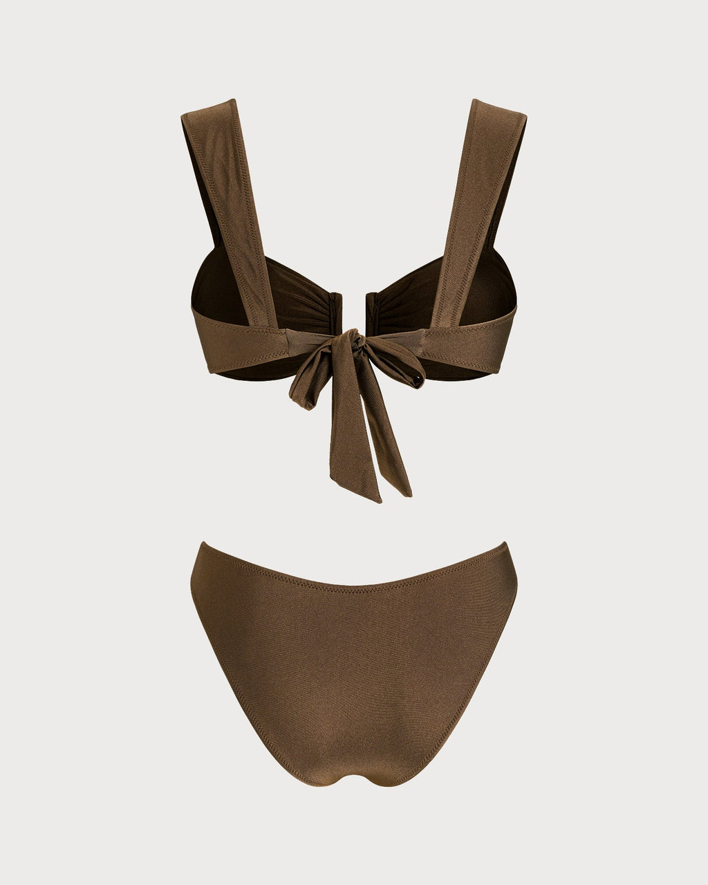 Brown Cut Out Drawstring Bikini Set