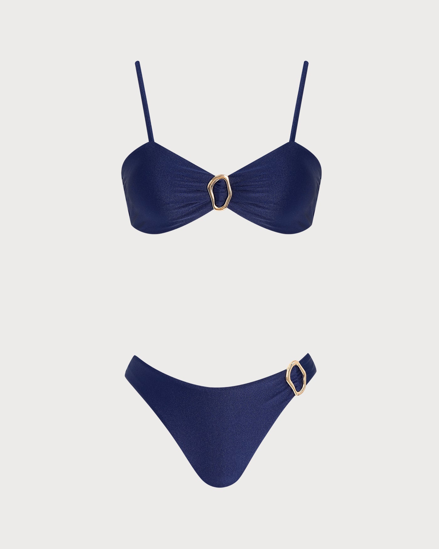 Blue Solid Triangle Bikini Set