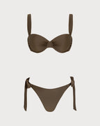 Coffee Drawstring Underwire Bikini Set