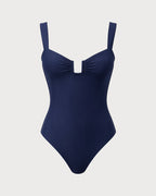 Blue Solid Triangle One Piece