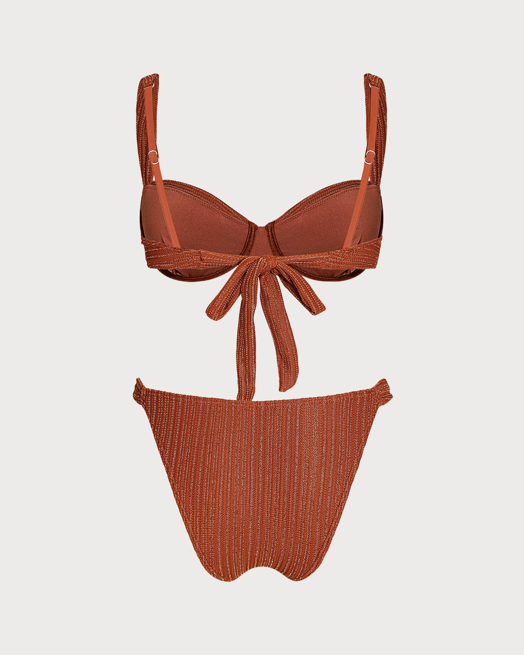 Brick Red Sequins Underwire Bikini Set