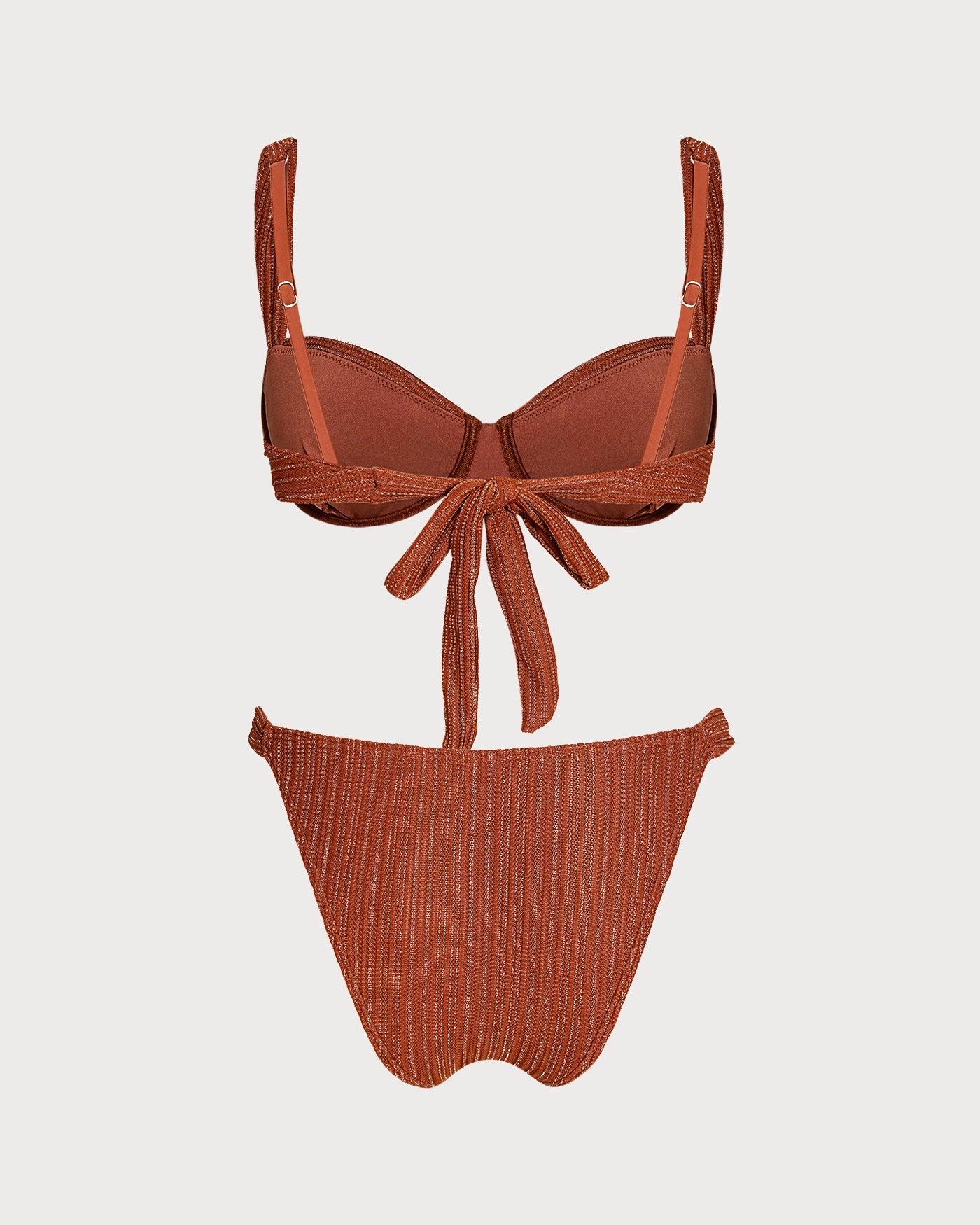 Brick Red Sequins Underwire Bikini Set