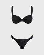 Black Sequins Underwire Bikini Set