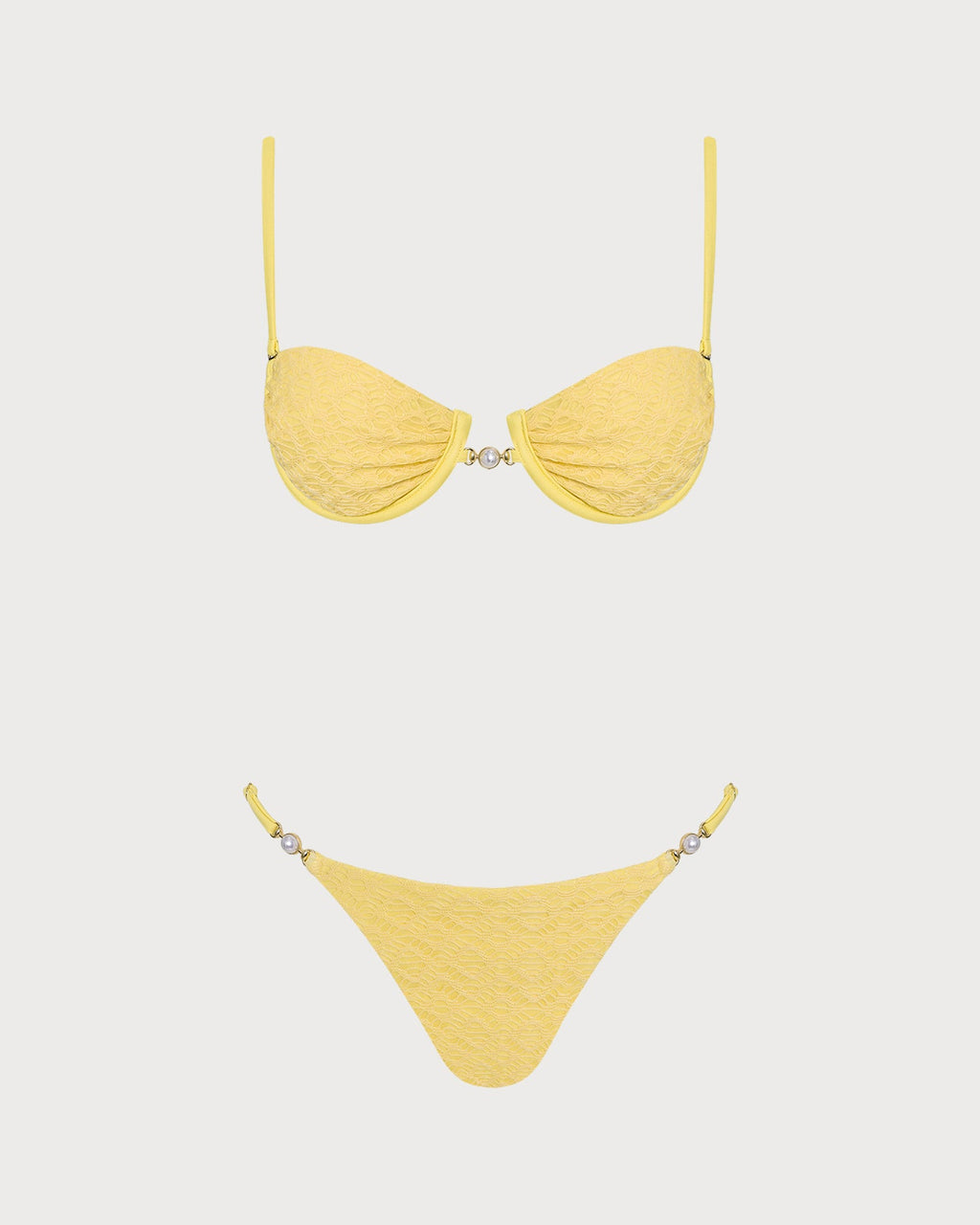 Yellow Textured Underwire Bikini Set