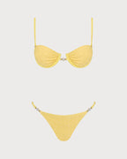 Yellow Textured Underwire Bikini Set