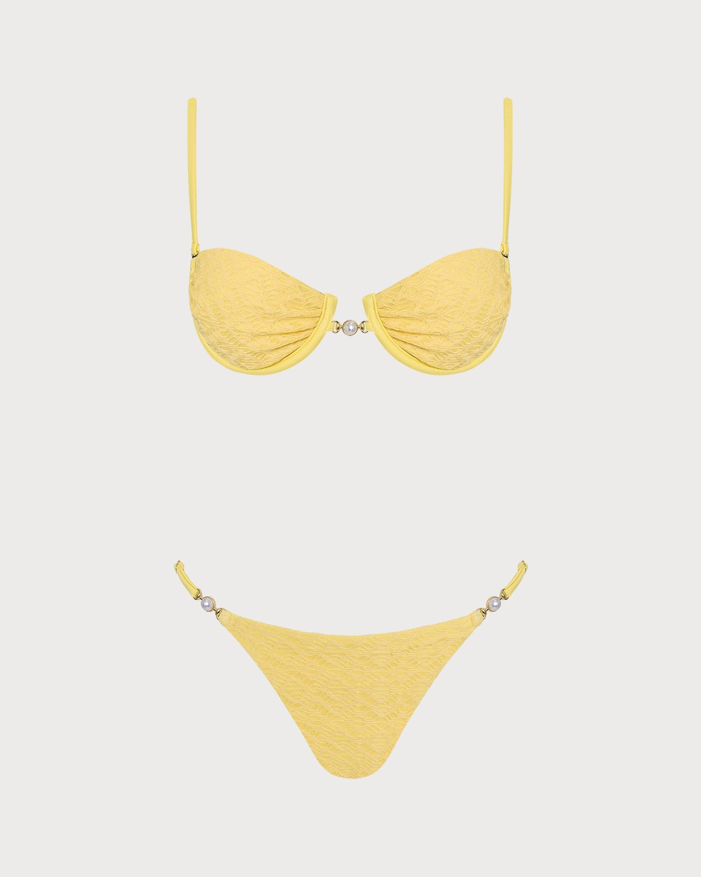 Yellow Textured Underwire Bikini Set