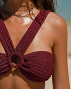Wine Red O-Ring Triangle Bikini Set