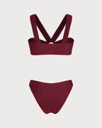 Wine Red O-Ring Triangle Bikini Set