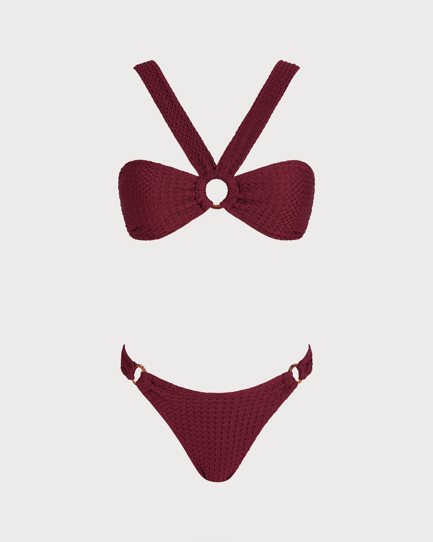 Wine Red O-Ring Triangle Bikini Set