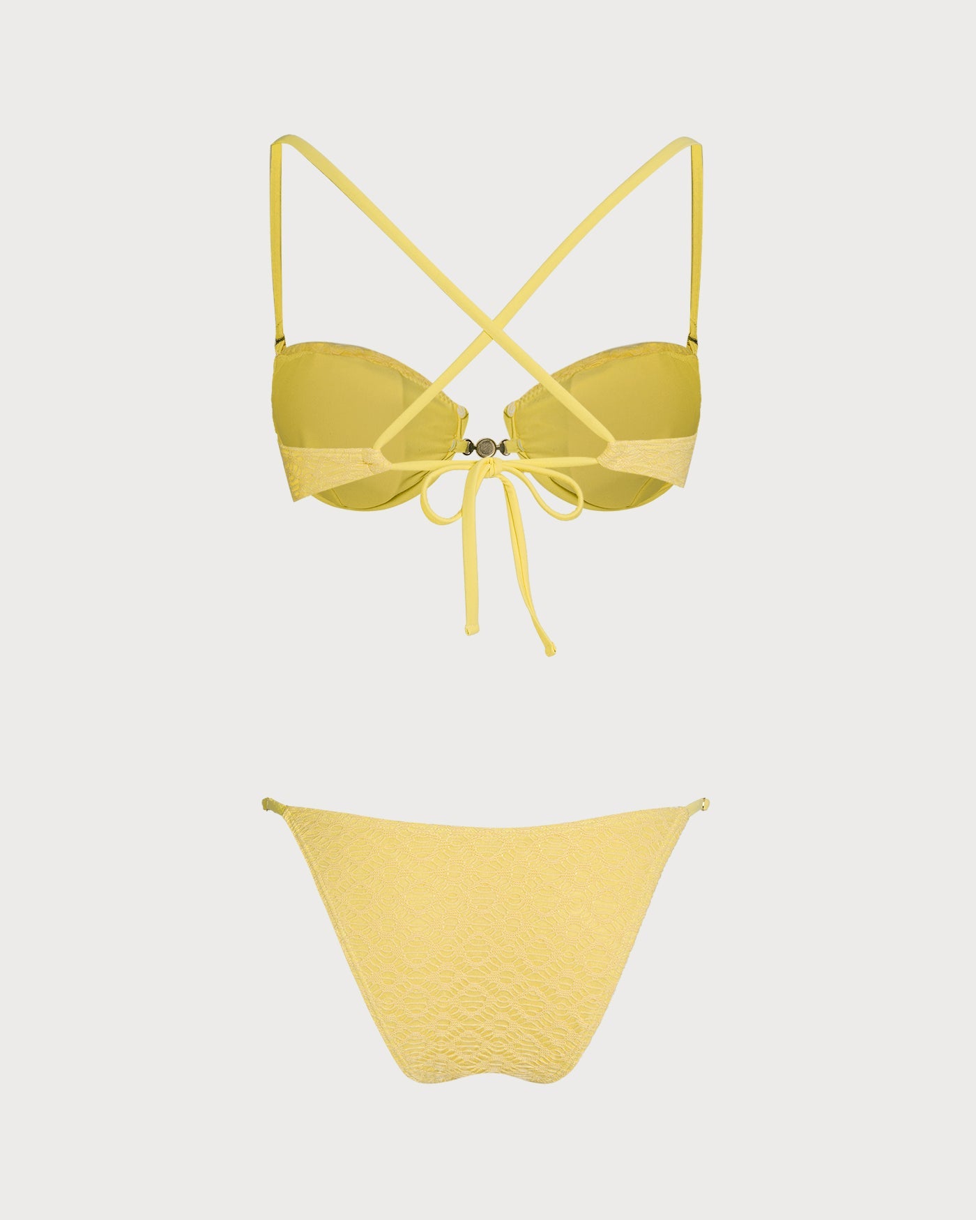 Yellow Textured Underwire Bikini Set