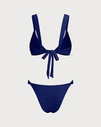 Royal Blue Textured Triangle Bikini Set