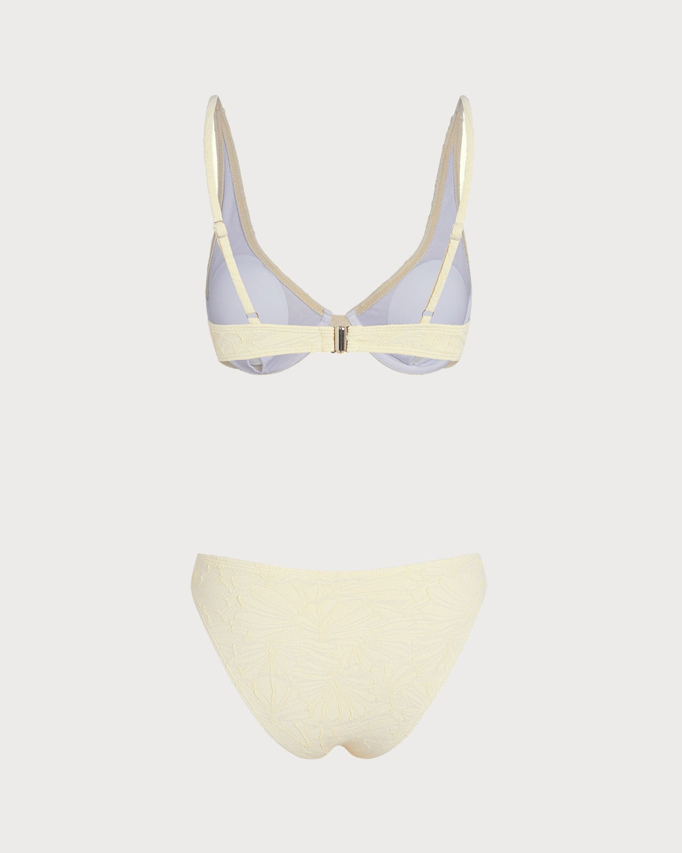 Beige Jacquard Underwire Bikini Set