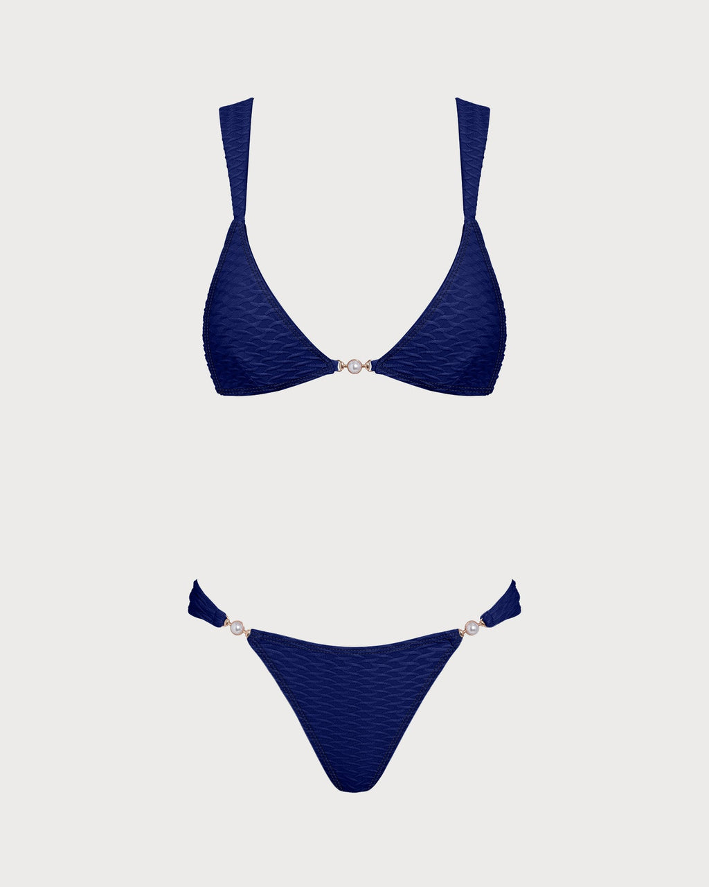 Royal Blue Textured Triangle Bikini Set