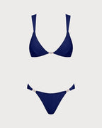 Royal Blue Textured Triangle Bikini Set