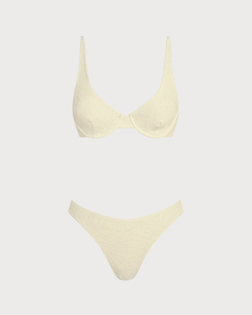 Beige Jacquard Underwire Bikini Set
