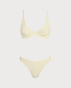 Beige Jacquard Underwire Bikini Set