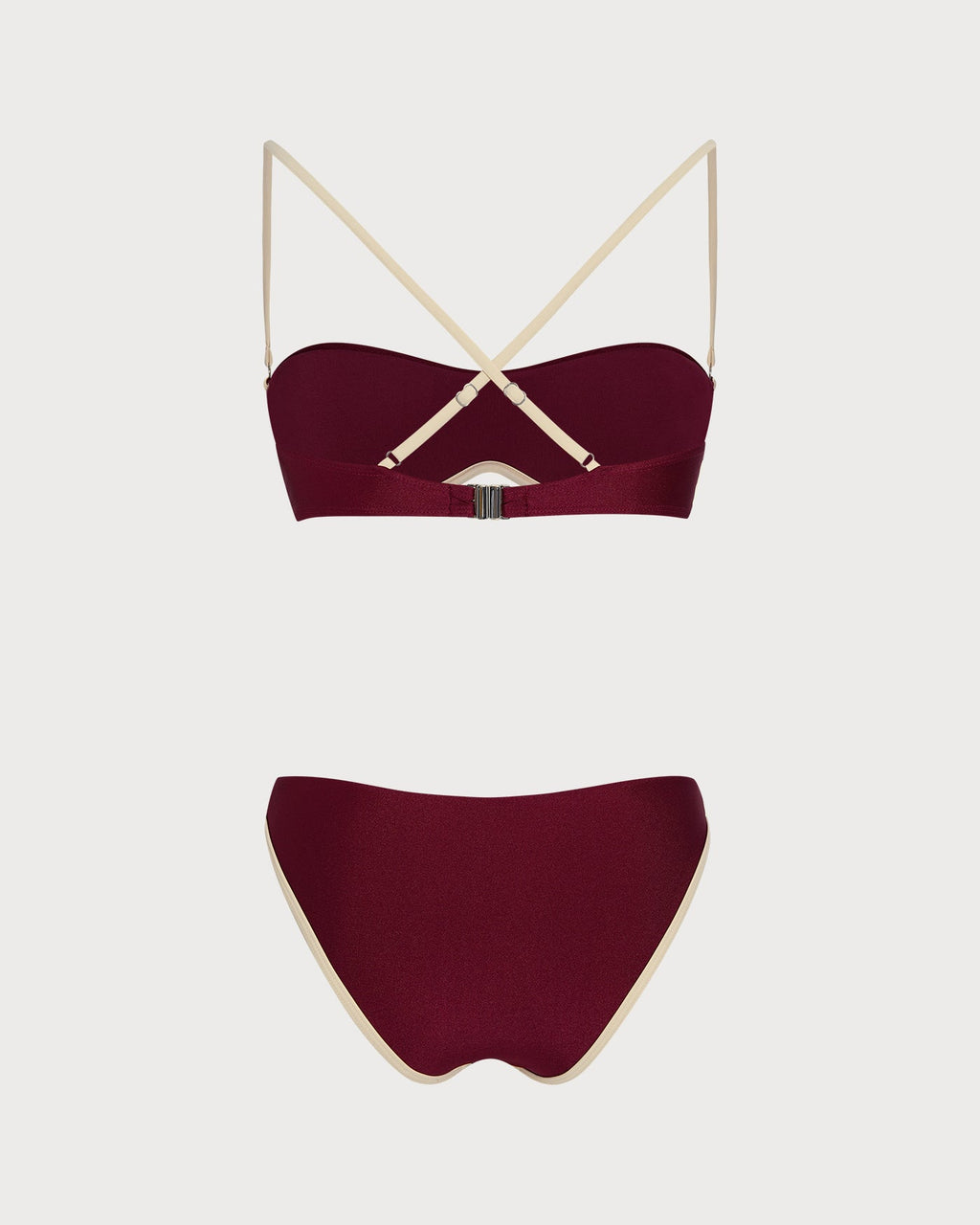 Red X Cross Contrasting Underwire Bikini Set