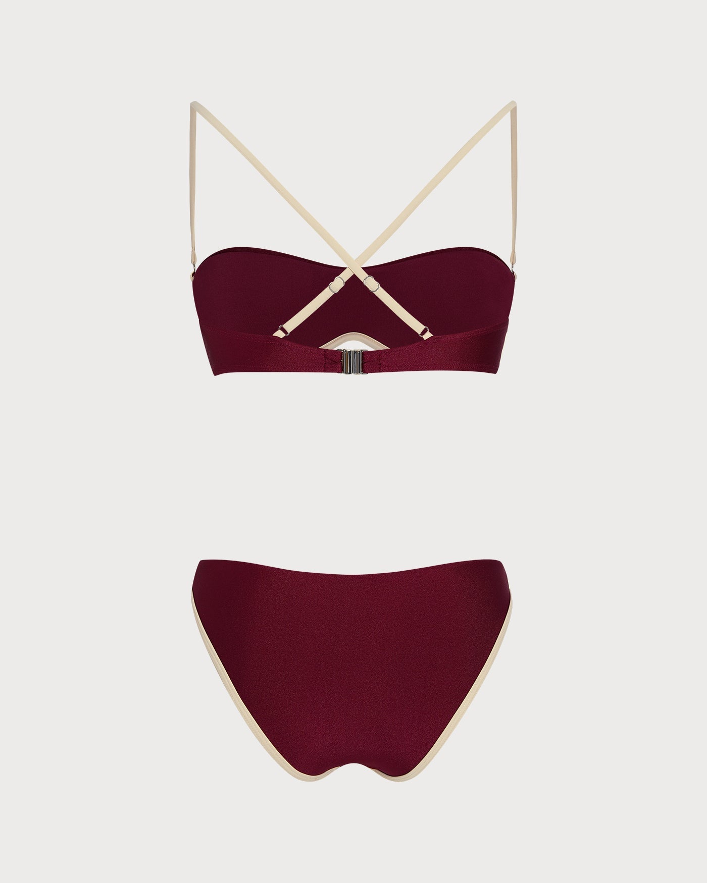 Red X Cross Contrasting Underwire Bikini Set