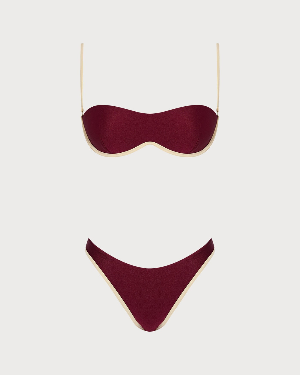 Red X Cross Contrasting Underwire Bikini Set