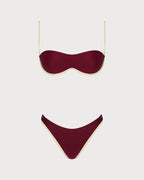 Red X Cross Contrasting Underwire Bikini Set