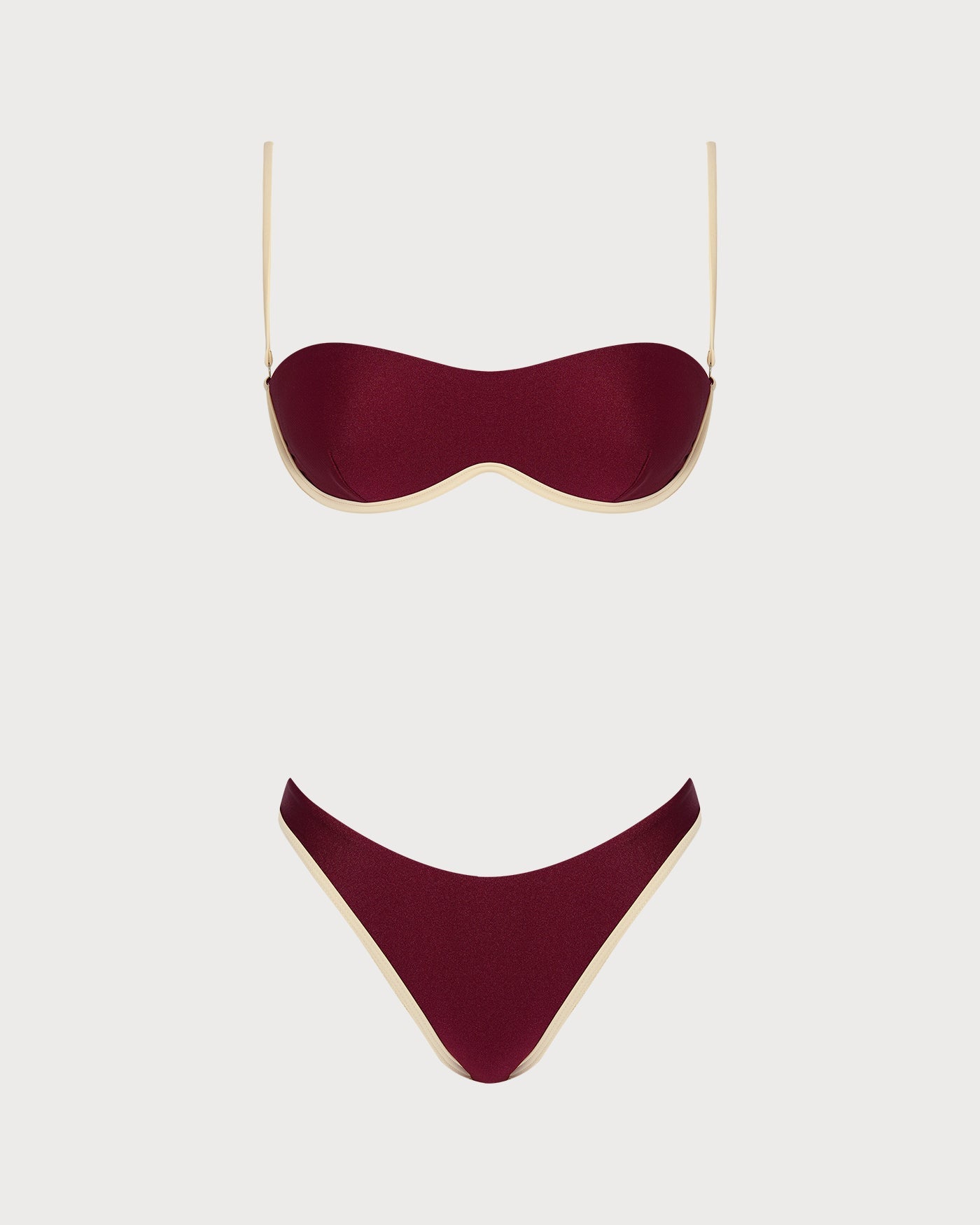 Red X Cross Contrasting Underwire Bikini Set