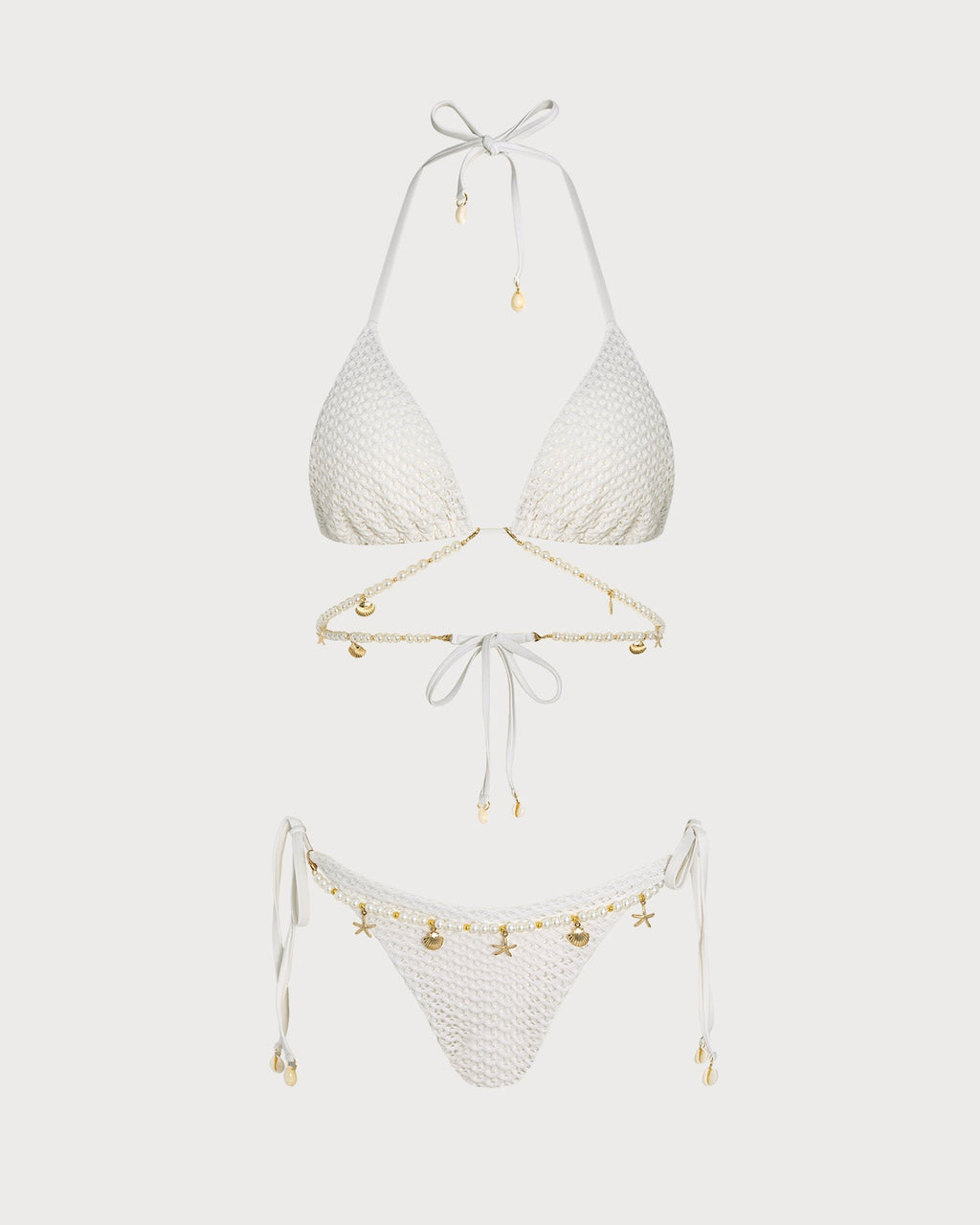 White Tie Strap Triangle Bikini Set