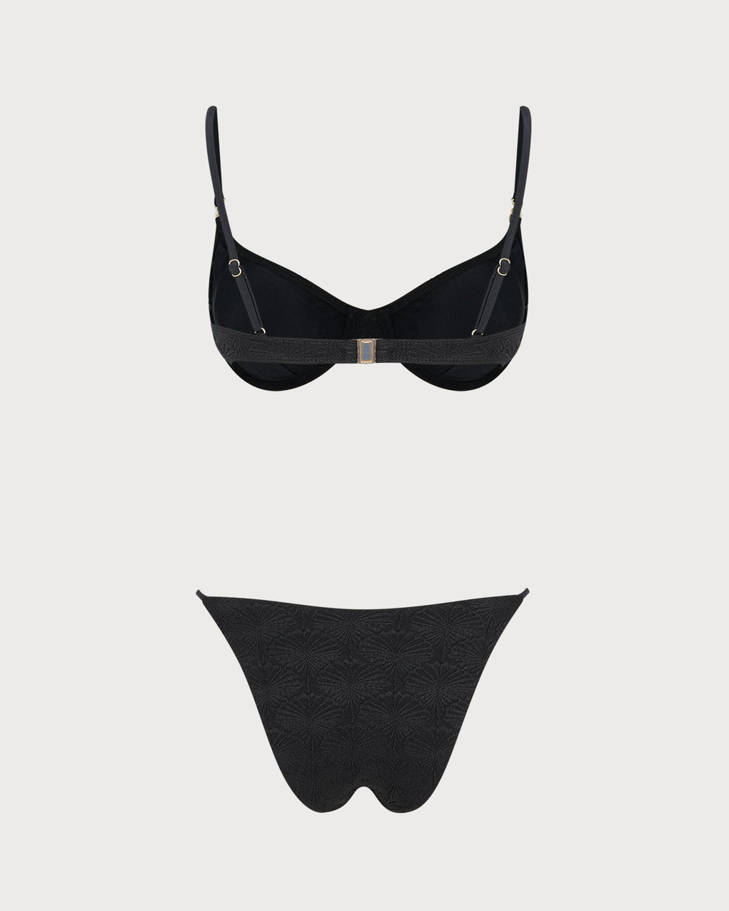Black Textured Triangle Bikini Set